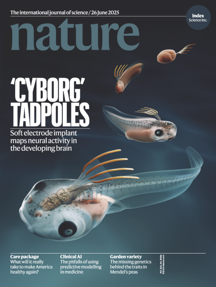 Nature cover, 26 June 2025: Cyborg tadpoles
